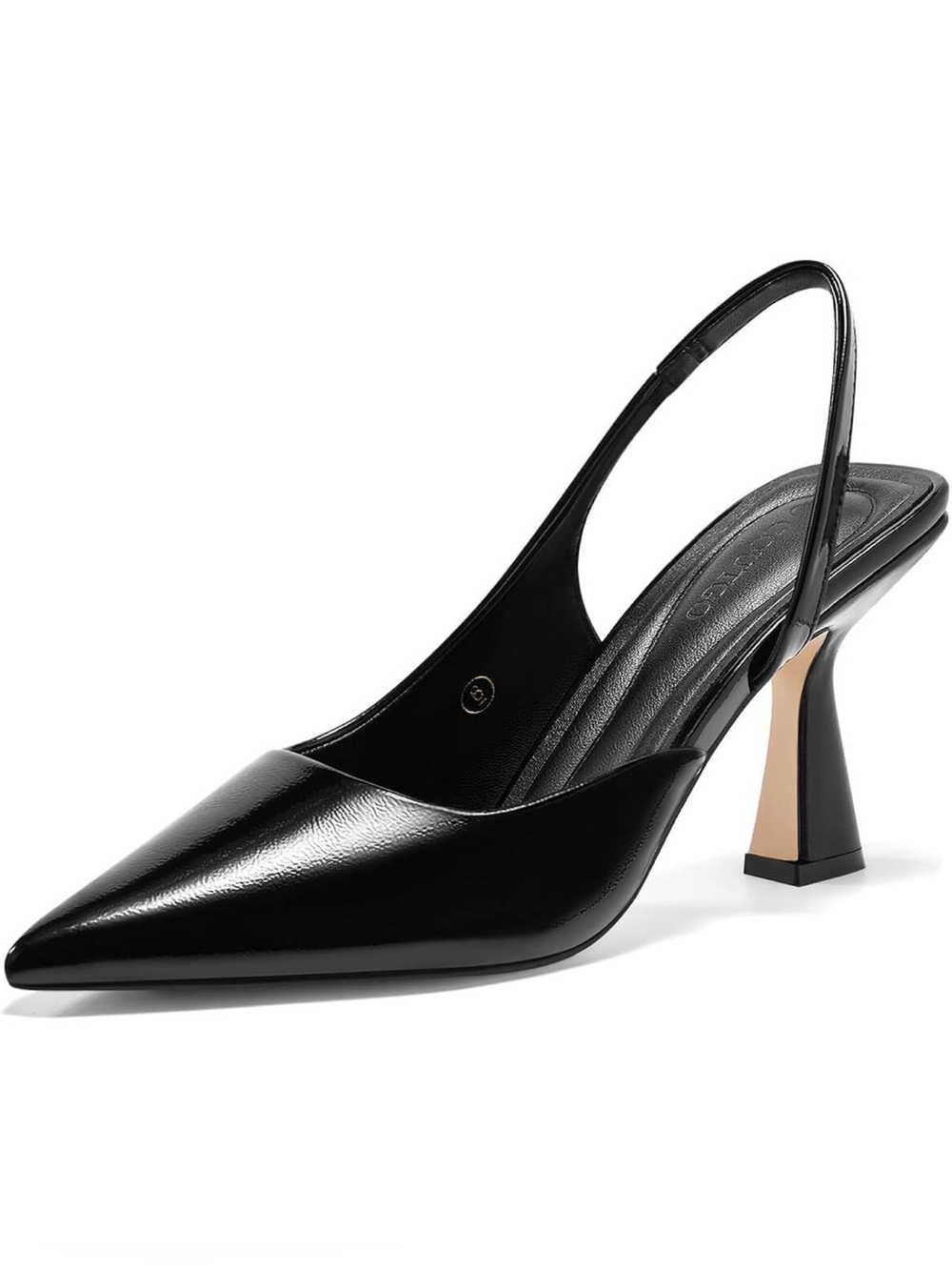 Black Pointed Slingback Pump with Sculpted Heel